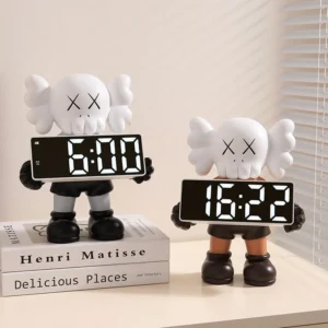 Digital clock sculpture with Alarm- Kaws inspired 8.5 in high